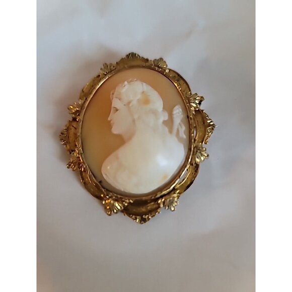Antique 1900s Hand Carved Shell Cameo Brooch STUNNING - Picture 8 of 16
